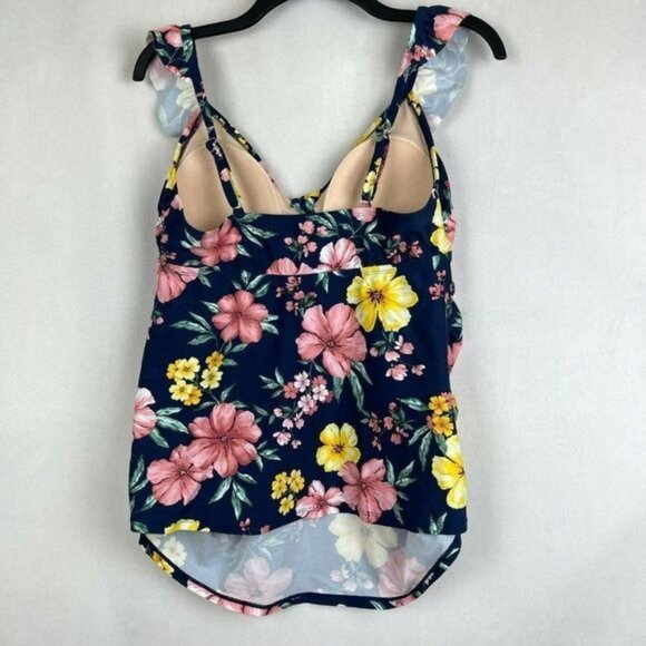 𝅺Isabel Maternity by Ingrid Floral Print Peephole Tankini Top Size L - Picture 5 of 7